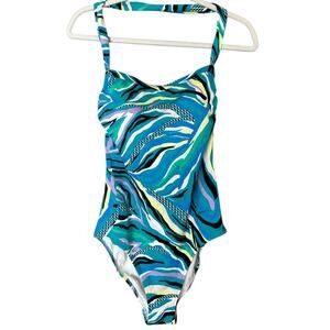 Roidal Nairobi Swimsuit Women's 12 Removable Halter Strap B-Cup Turquoise NEW